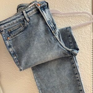 LC Lauren Conrad Light Blue Denim Jeans with Gold Stitching